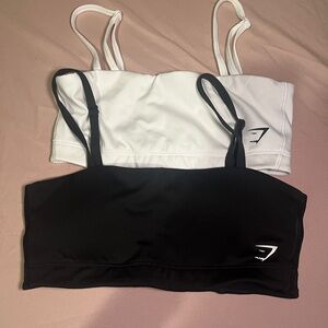 GYMSHARK Black and White Bandeau Sports Bra XS